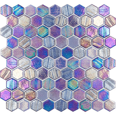 Tesoro Aquatica Illusions 1" Hex 11.25" x 12" Glass Mosaic