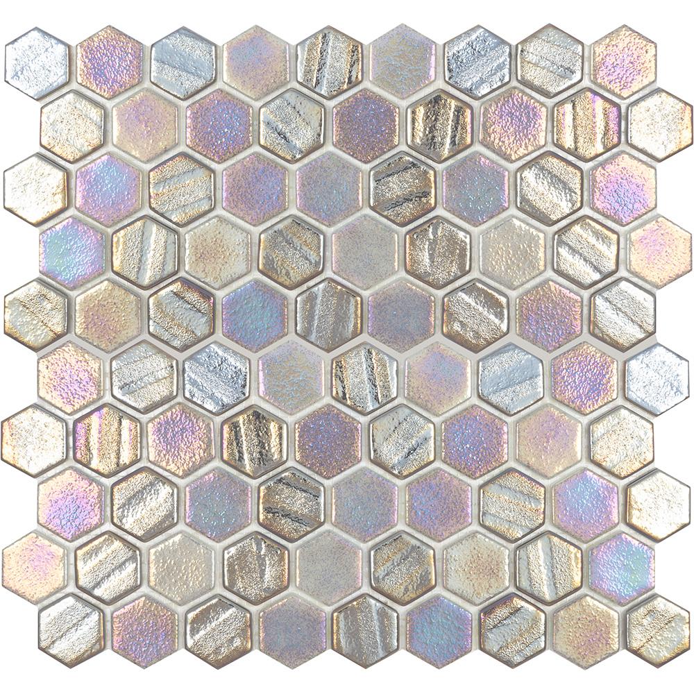 Tesoro Aquatica Illusions 1" Hex 11.25" x 12" Glass Mosaic