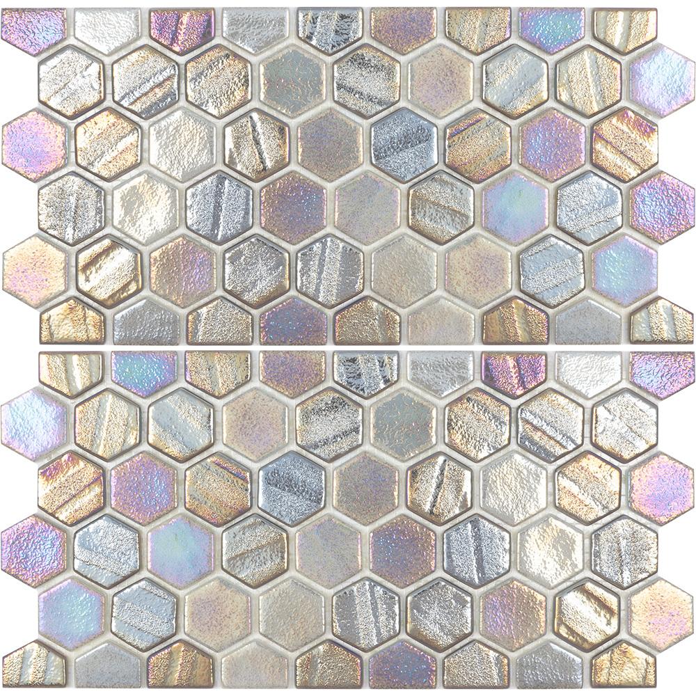 Tesoro Aquatica Illusions 1" Hex Waterline 11.5" x 12" Glass Mosaic