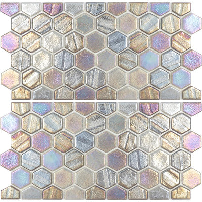 Tesoro Aquatica Illusions 1" Hex Waterline 11.5" x 12" Glass Mosaic