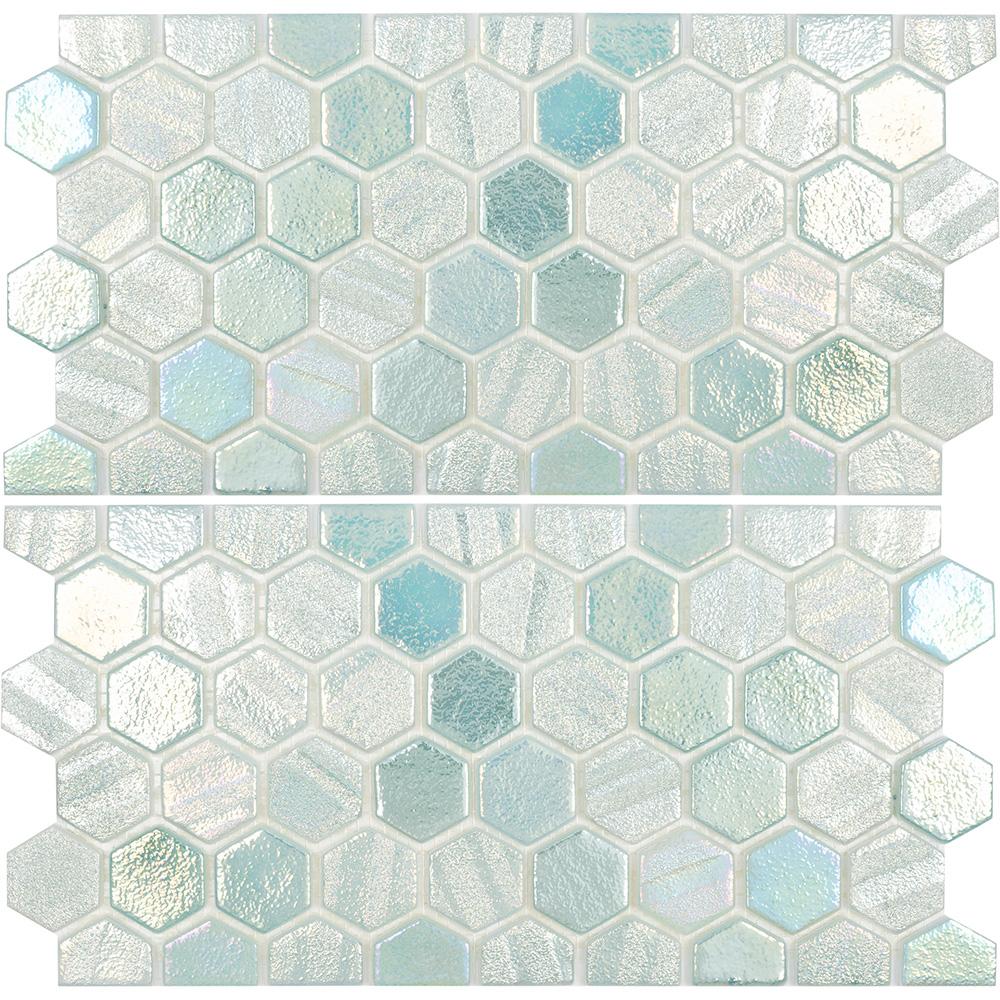 Tesoro Aquatica Illusions 1" Hex Waterline 11.5" x 12" Glass Mosaic