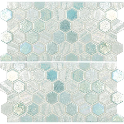 Tesoro Aquatica Illusions 1" Hex Waterline 11.5" x 12" Glass Mosaic