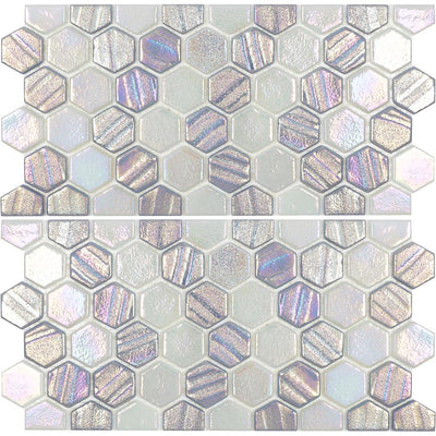 Tesoro Aquatica Illusions 1" Hex Waterline 11.5" x 12" Glass Mosaic