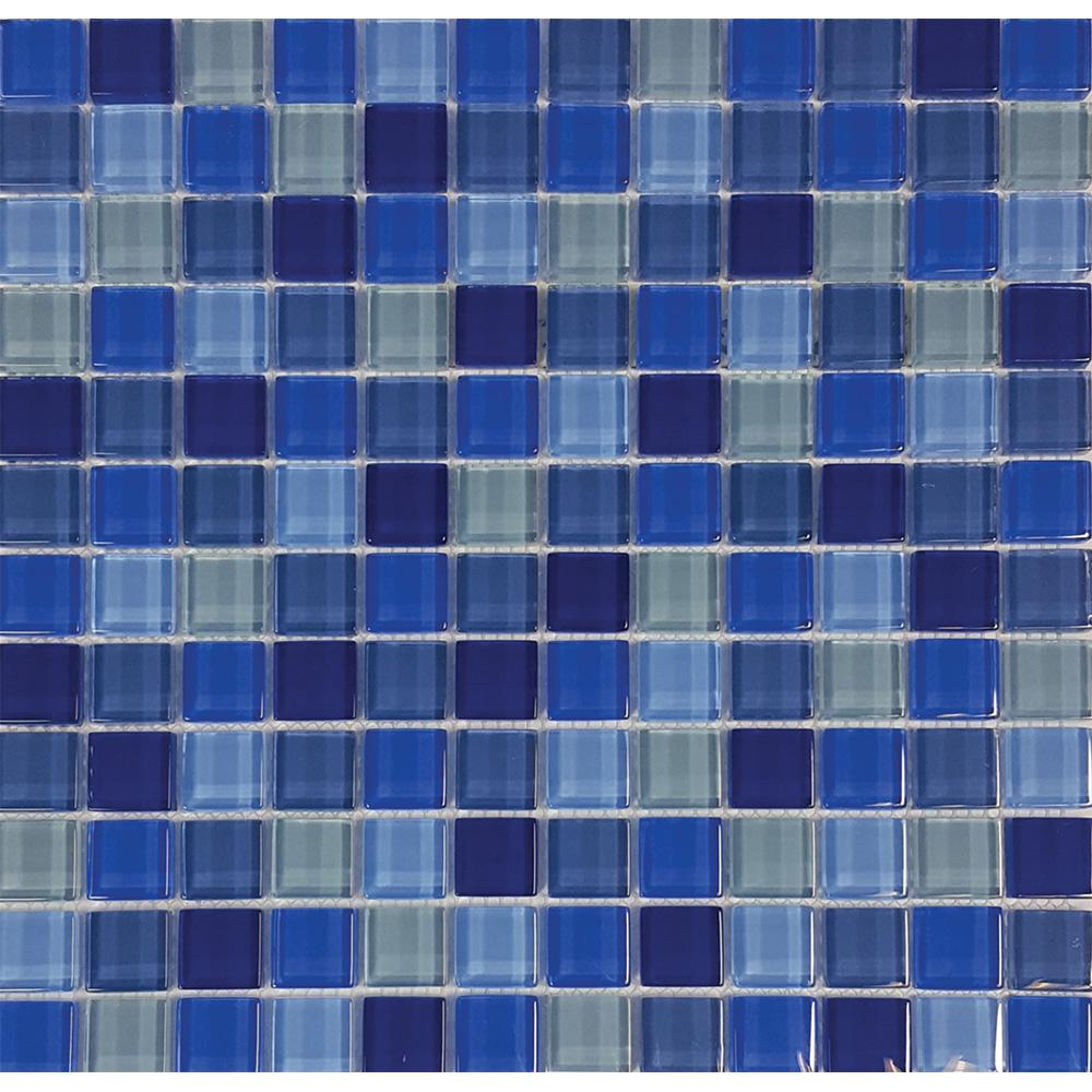 Tesoro Aquatica Island Blend 1 x 1 12" x 12" Glass Mosaic