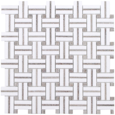 Tesoro Sliced Basketweave 12" x 12" Stone Mosaic