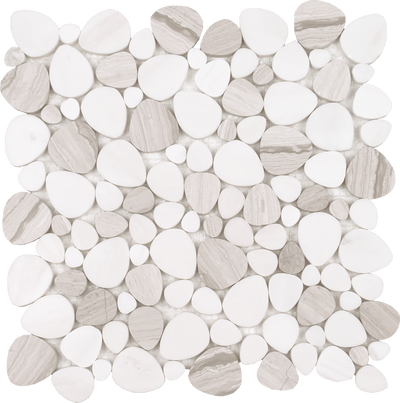 Tesoro Aquatica Ocean Stones Sliced 11.75" x 12" Marble Mosaic