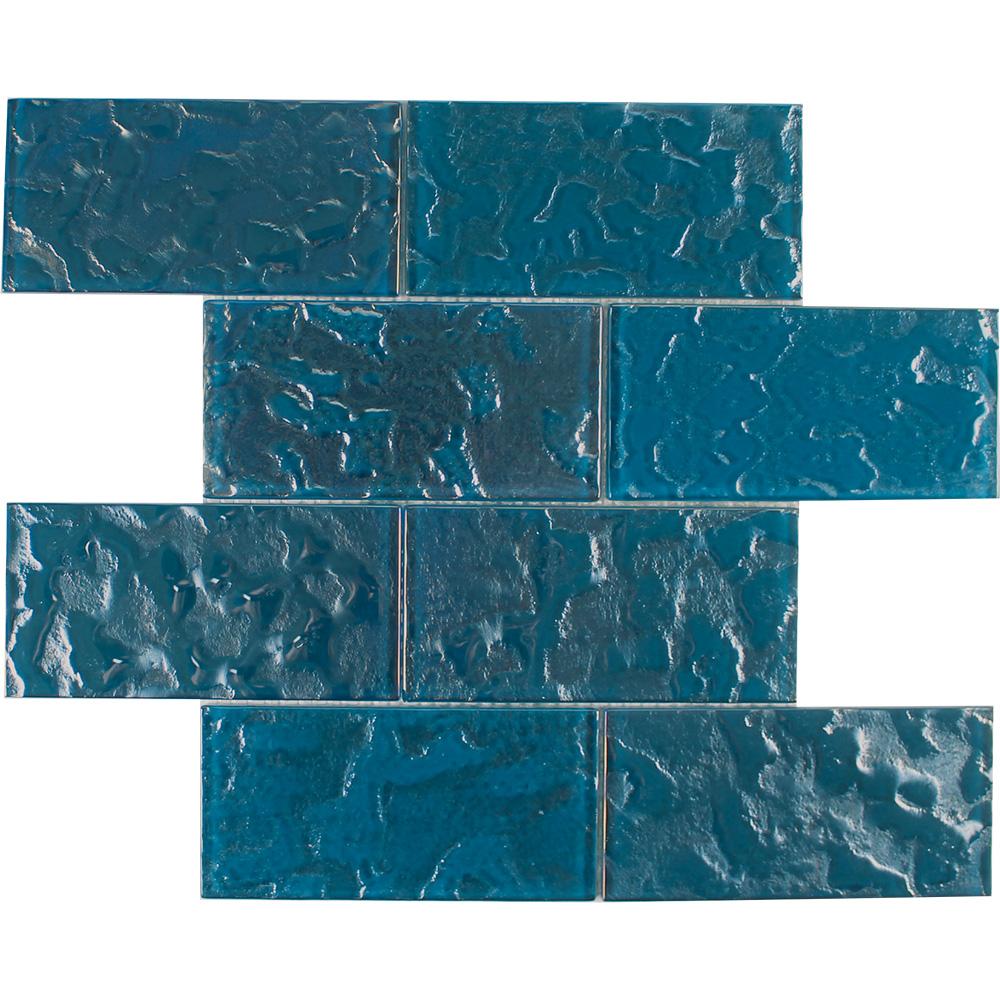 Tesoro Aquatica Lightwaves 3 x 6 11.75" x 11.75" Glass Mosaic