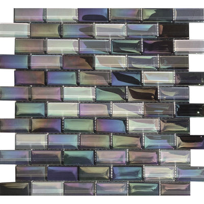 Tesoro Aquatica Lux Aqua 1 x 2 12" x 12" Glass Mosaic