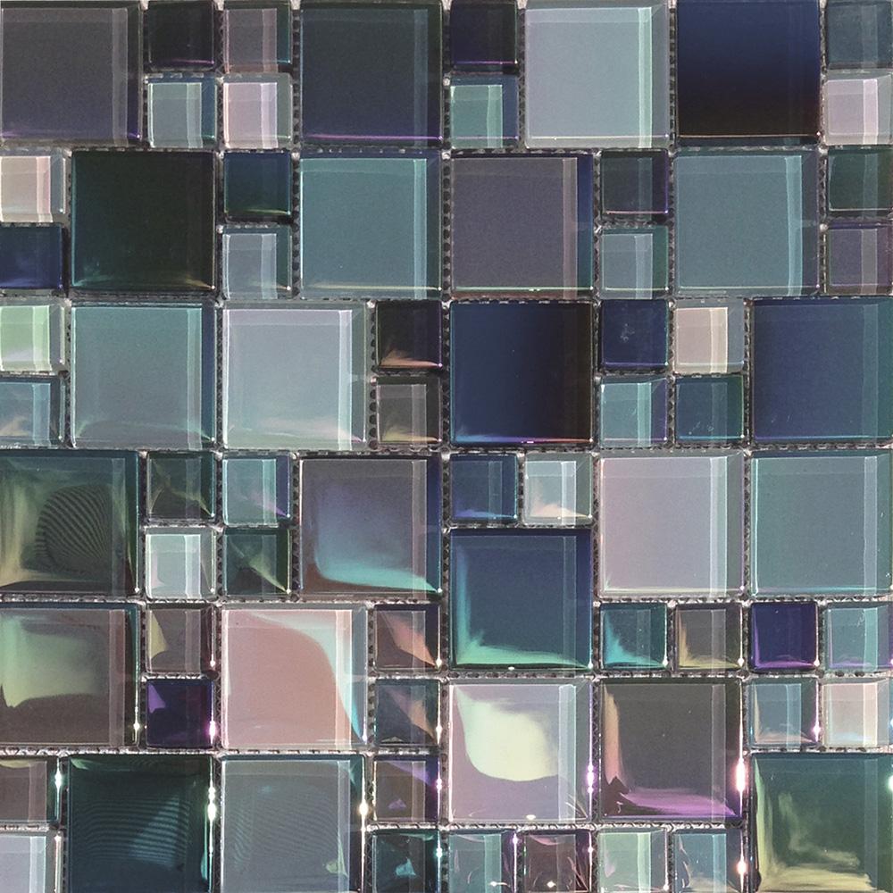 Tesoro Aquatica Lux Aqua Random 12" x 12" Glass Mosaic