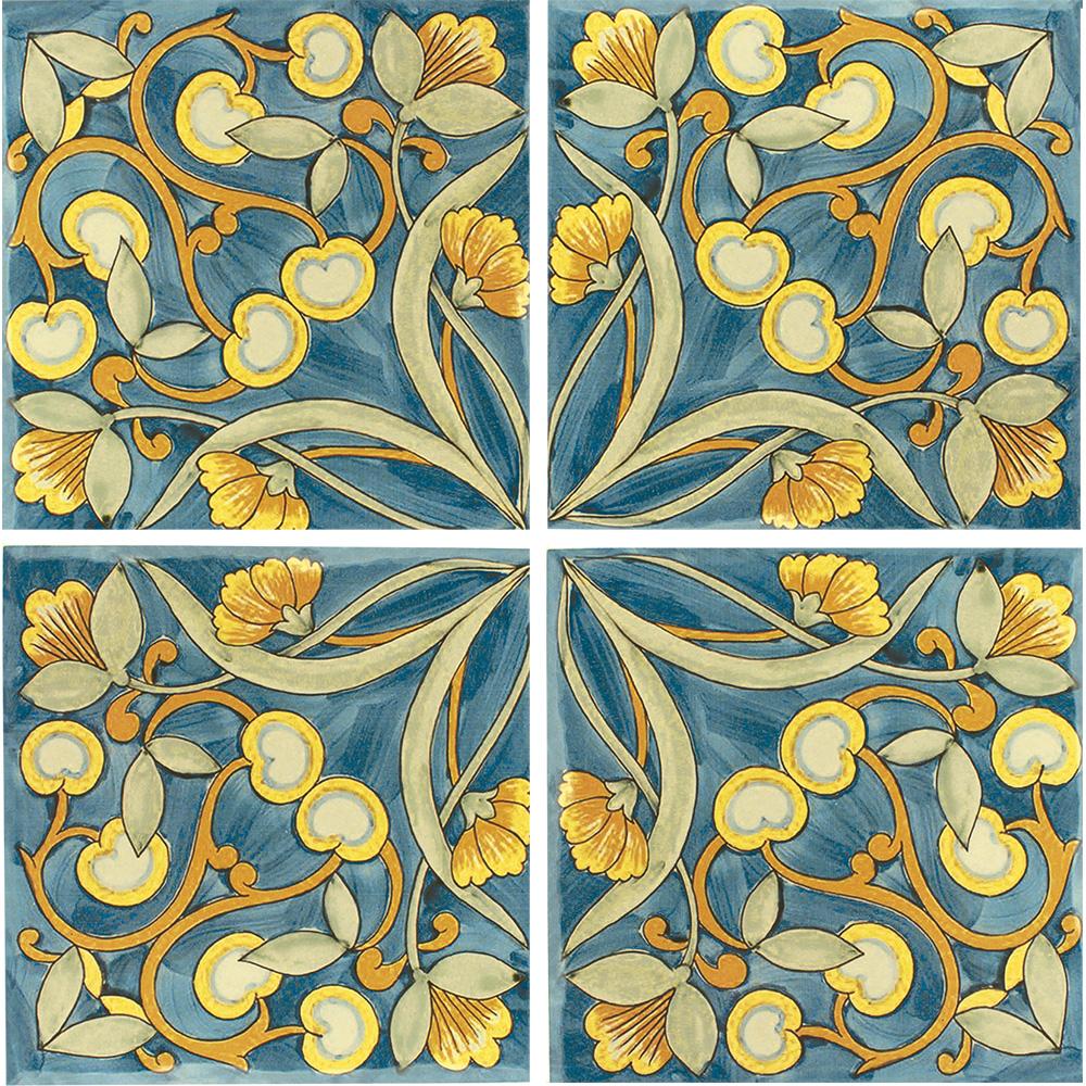 Tesoro Aquatica Maioliche Deco 6" x 6" Porcelain Tile