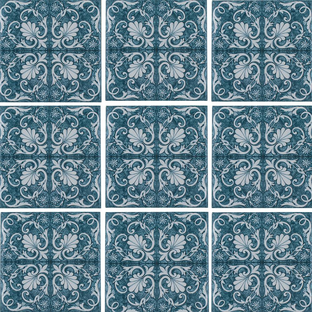 Tesoro Aquatica Maioliche Deco 6" x 6" Porcelain Tile