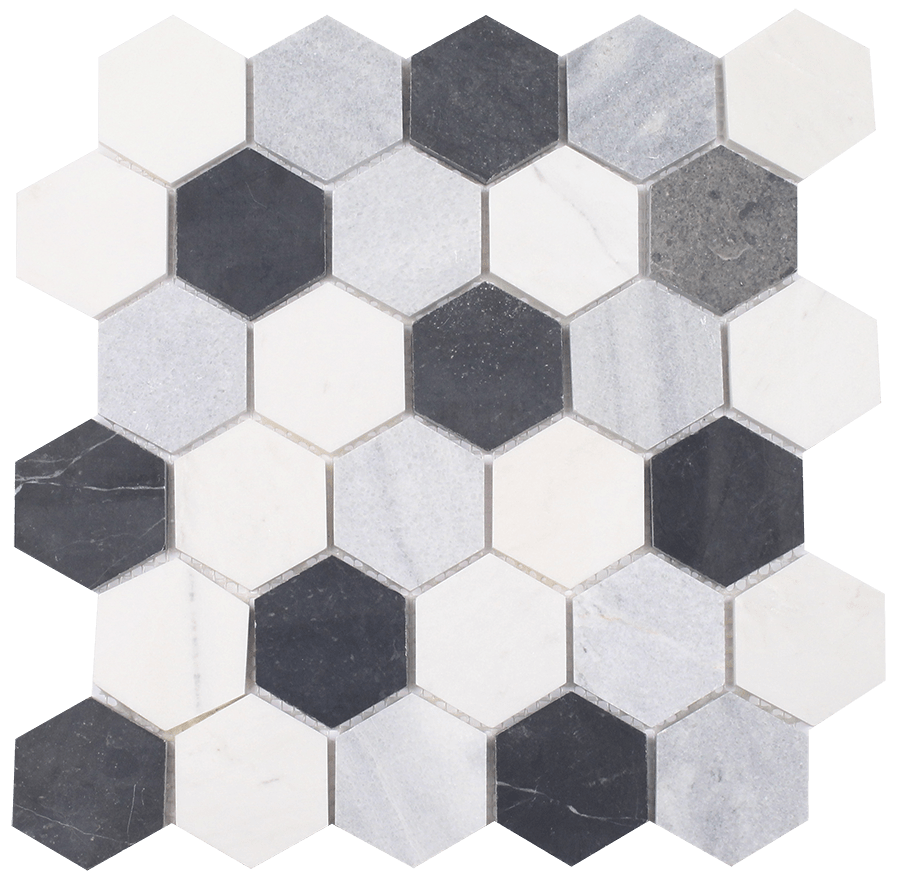 Tesoro Metropolitan Blend Hexagon 11" x 11.25" Natural Stone Mosaic