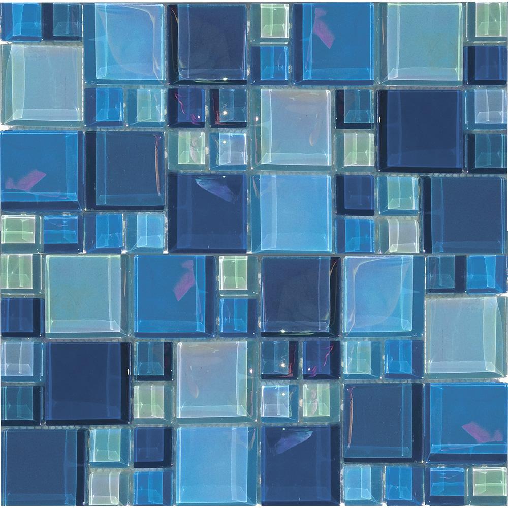 Tesoro Aquatica Lux Aqua Random 12" x 12" Glass Mosaic