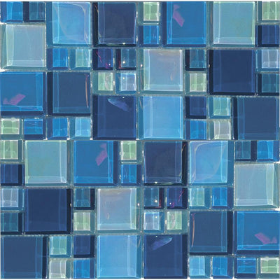 Tesoro Aquatica Lux Aqua Random 12" x 12" Glass Mosaic