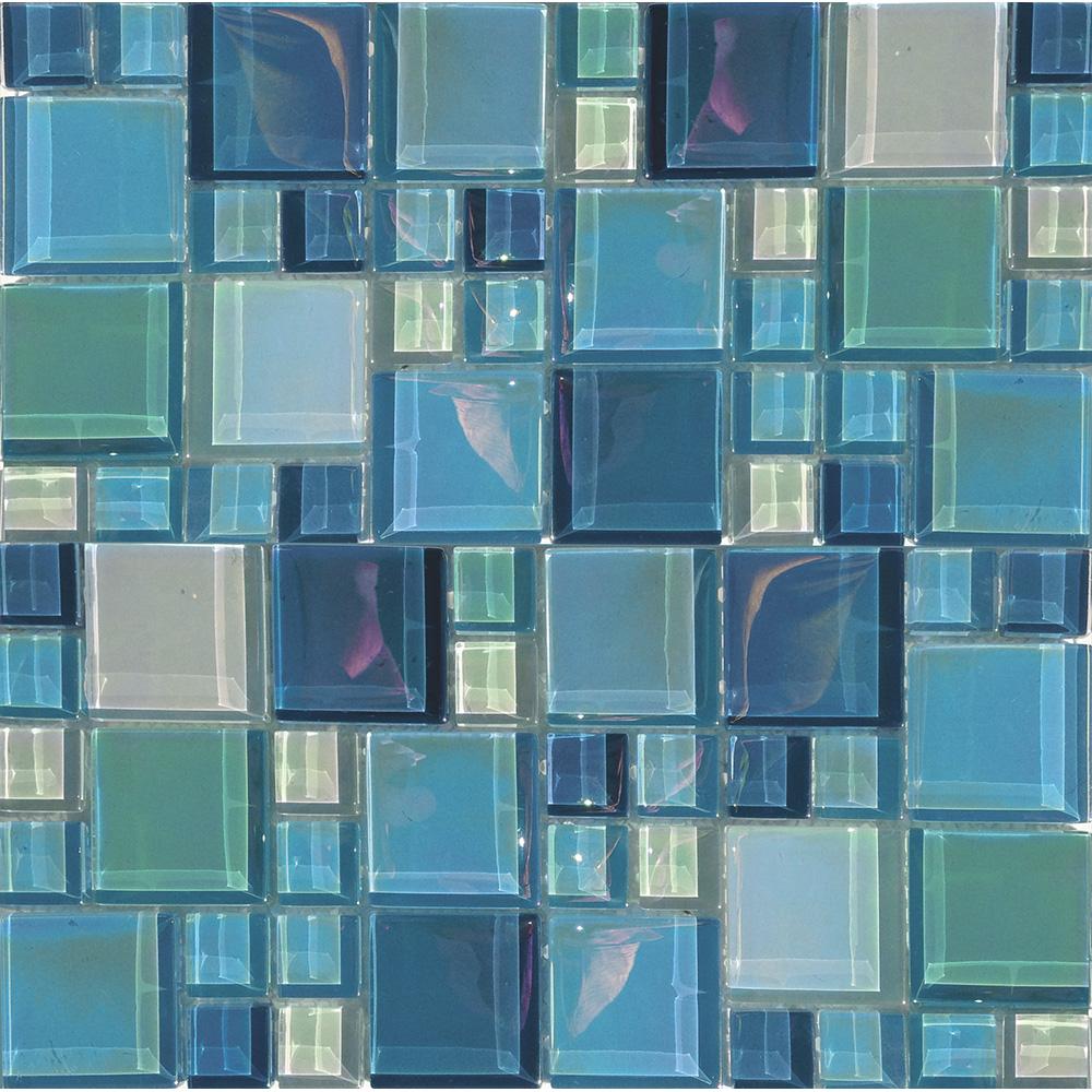 Tesoro Aquatica Lux Aqua Random 12" x 12" Glass Mosaic