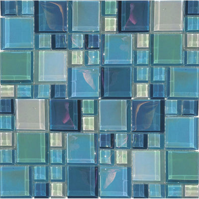 Tesoro Aquatica Lux Aqua Random 12" x 12" Glass Mosaic