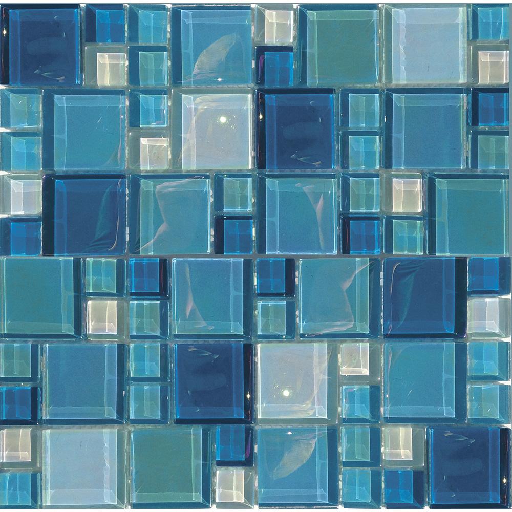 Tesoro Aquatica Lux Aqua Random 12" x 12" Glass Mosaic