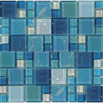 Tesoro Aquatica Lux Aqua Random 12" x 12" Glass Mosaic