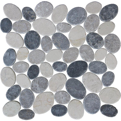 Tesoro Aquatica Ocean Stones Coin 11.25" x 11.25" Natural Stone Mosaic