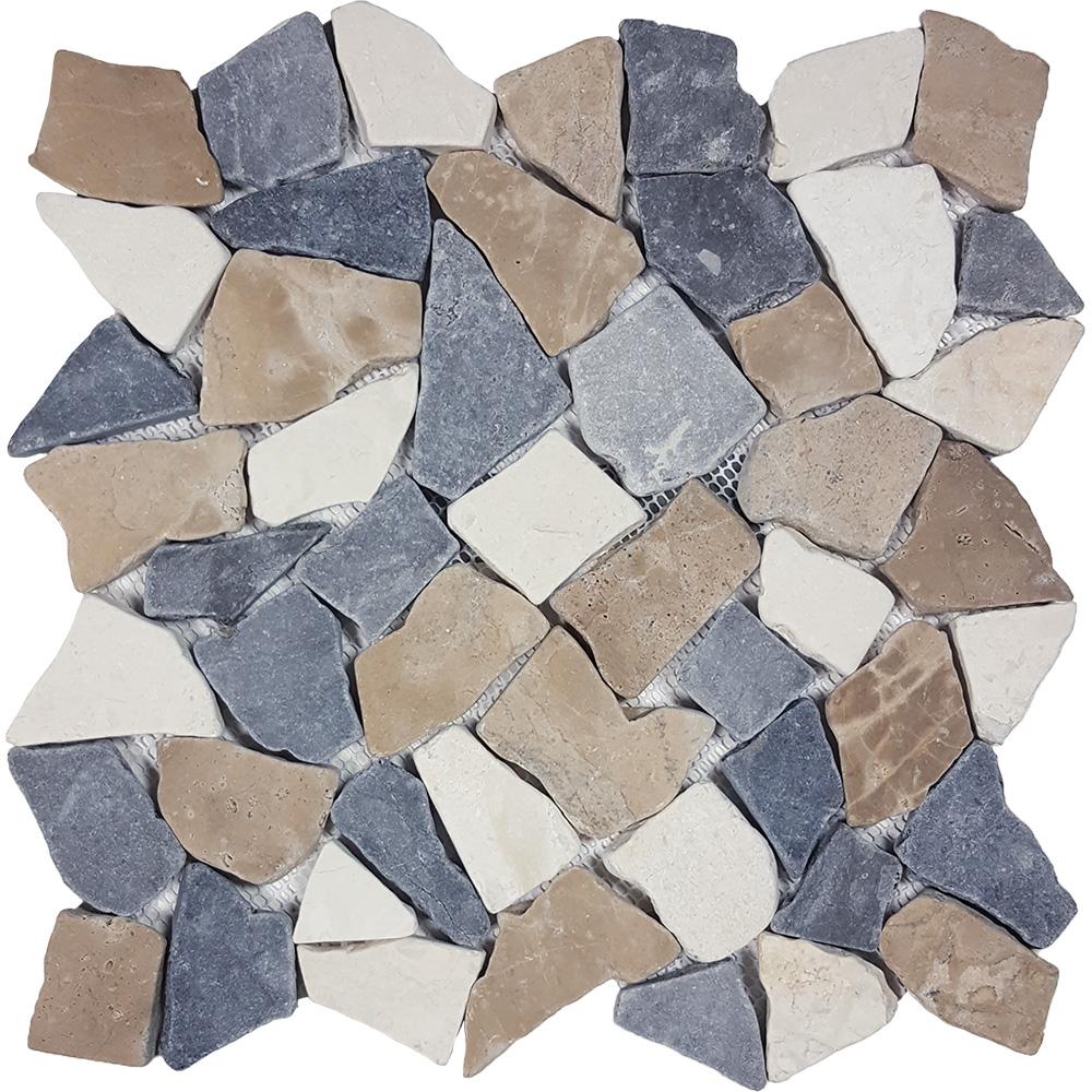 Tesoro Aquatica Ocean Stones Tumbled 11.25" x 11.25" Natural Stone Mosaic