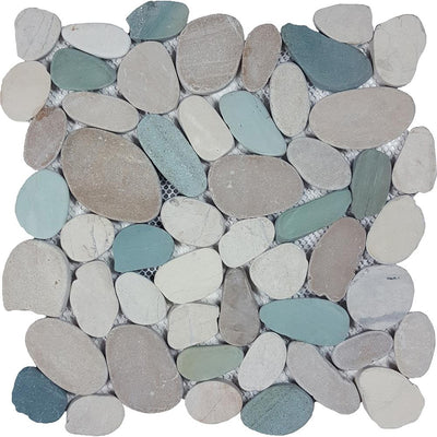 Tesoro Aquatica Ocean Stones Sliced 11" x 11" Natural Stone Mosaic