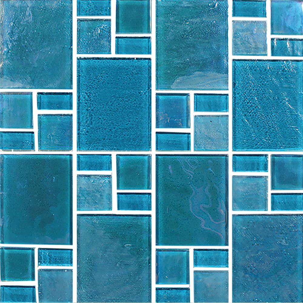 Tesoro Aquatica Piazza Random 11.75" x 11.75" Glass Mosaic