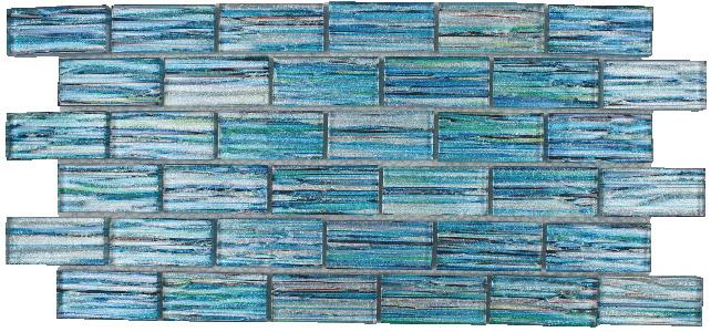 Tesoro Aquatica Rainbow 1 x 2 11.75" x 11.75" Glass Mosaic