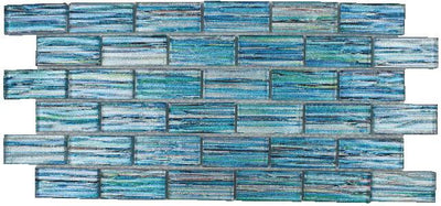 Tesoro Aquatica Rainbow 1 x 2 11.75" x 11.75" Glass Mosaic
