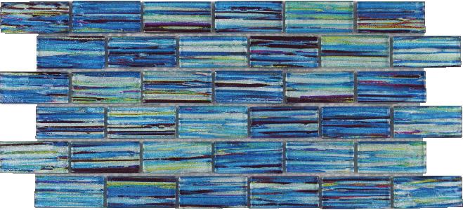 Tesoro Aquatica Rainbow 1 x 2 11.75" x 11.75" Glass Mosaic