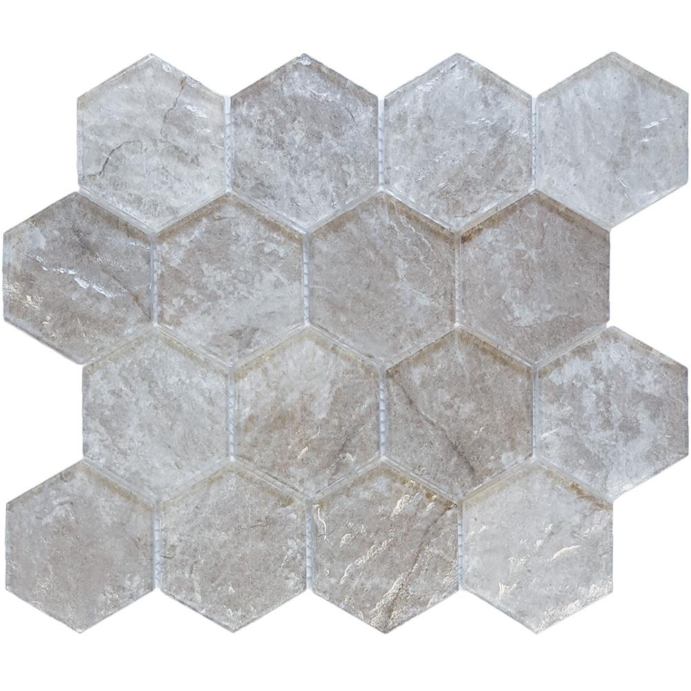 Tesoro Revere 3" Hex 10.25" x 11.75" Glass Mosaic