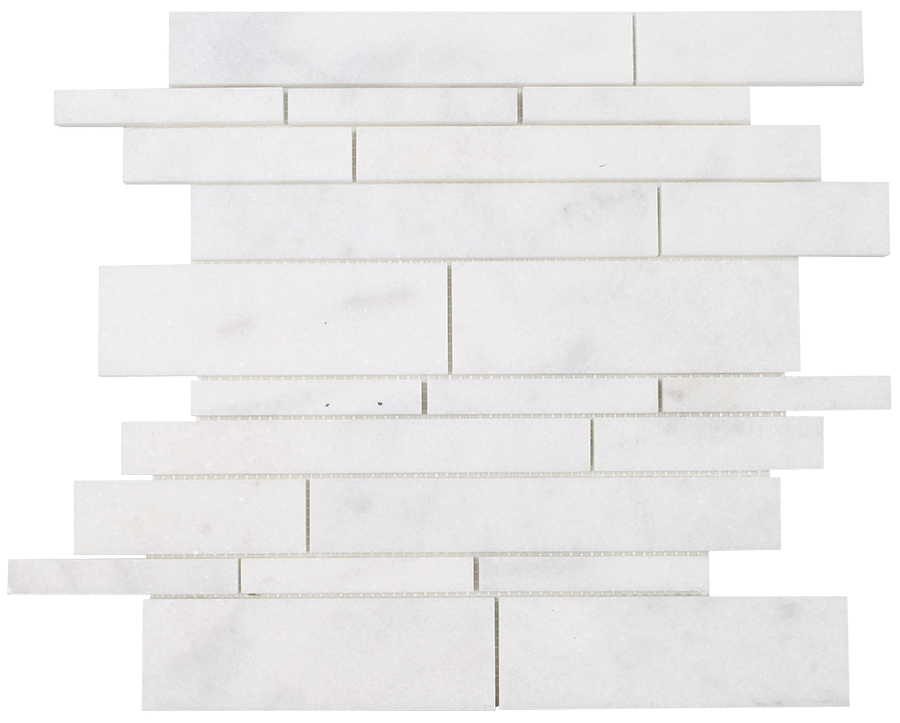 Tesoro Snow White Random Linear 12" x 12" Stone Mosaic