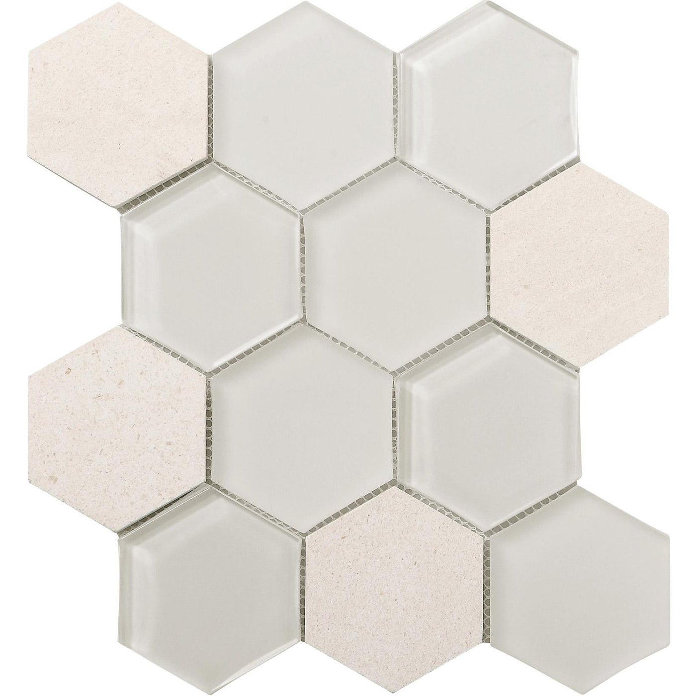 Tesoro Metro Hexagon 8.75" x 10.25" Stone & Glass Mosaic