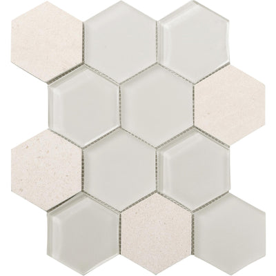 Tesoro Metro Hexagon 8.75" x 10.25" Stone & Glass Mosaic