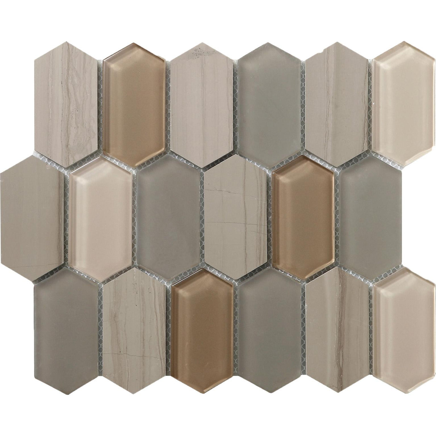 Tesoro Metro Picket 10.25" x 12" Stone & Glass Mosaic