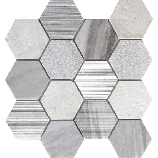 Tesoro Contempo 3" Hex Blend 11.75" x 11.75" Natural Stone Mosaic