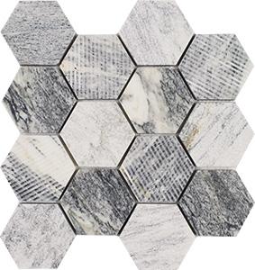 Tesoro Contempo Oasis 3" Hexagon 10.5" x 10.5" Marble Mosaic