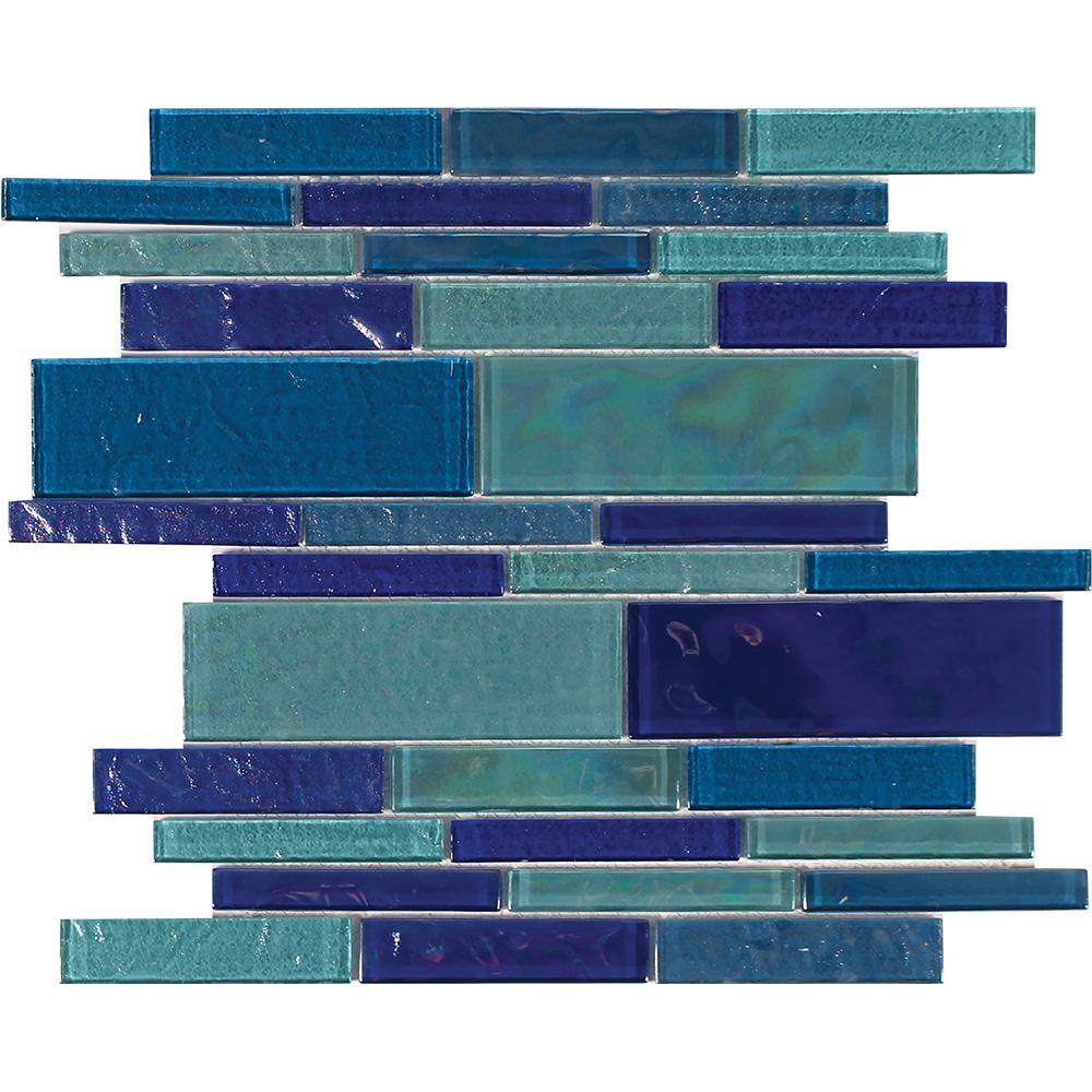 Tesoro Aquatica Treasure Random Linear 11.75" x 11.75" Glass Mosaic