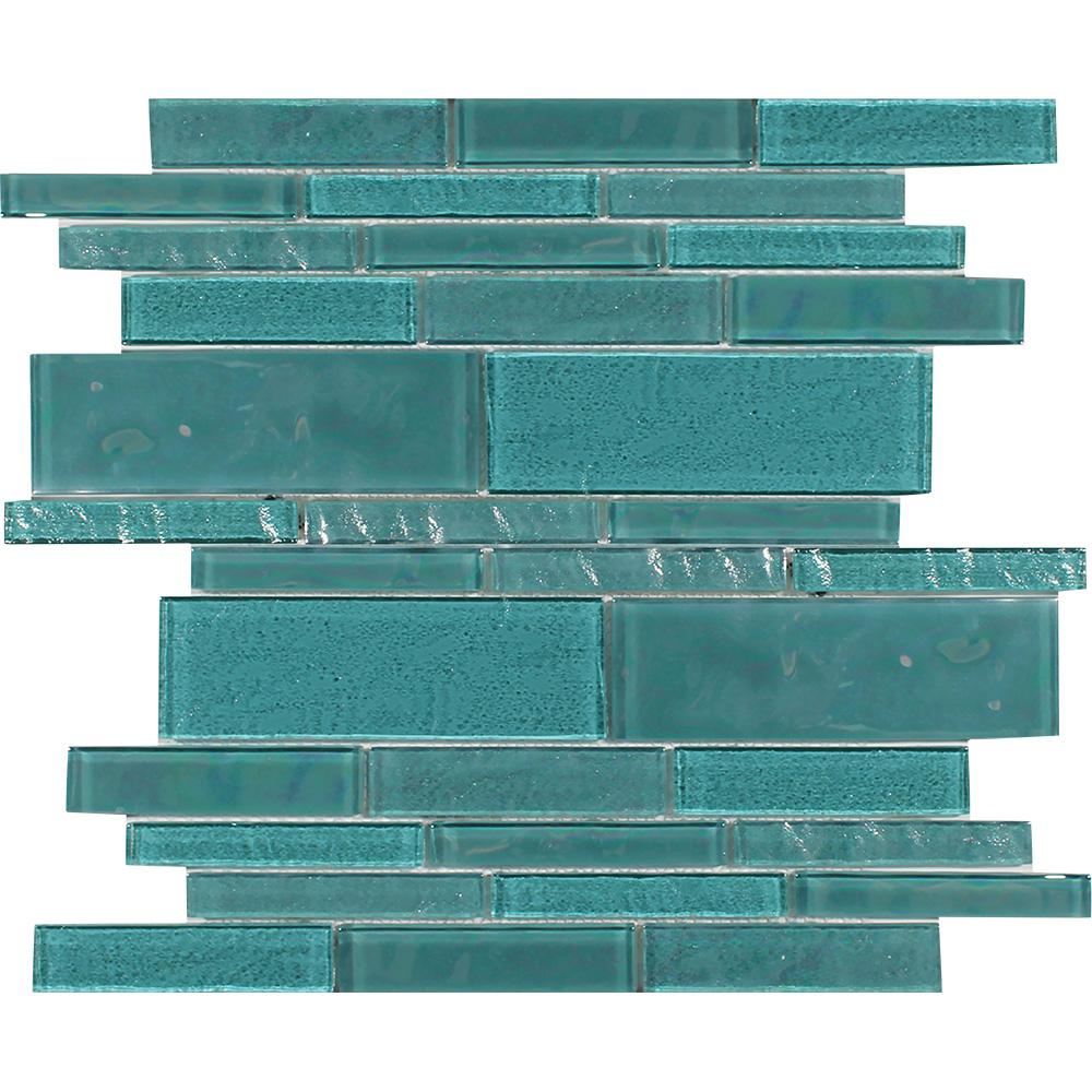 Tesoro Aquatica Treasure Random Linear 11.75" x 11.75" Glass Mosaic