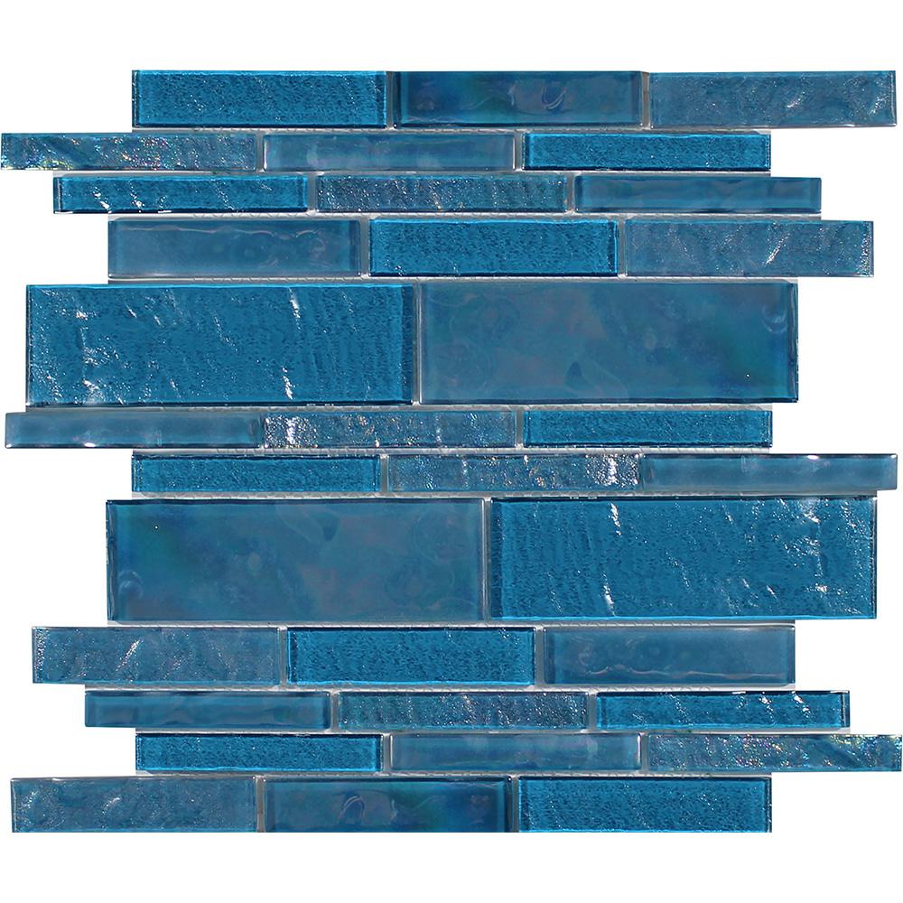 Tesoro Aquatica Treasure Random Linear 11.75" x 11.75" Glass Mosaic