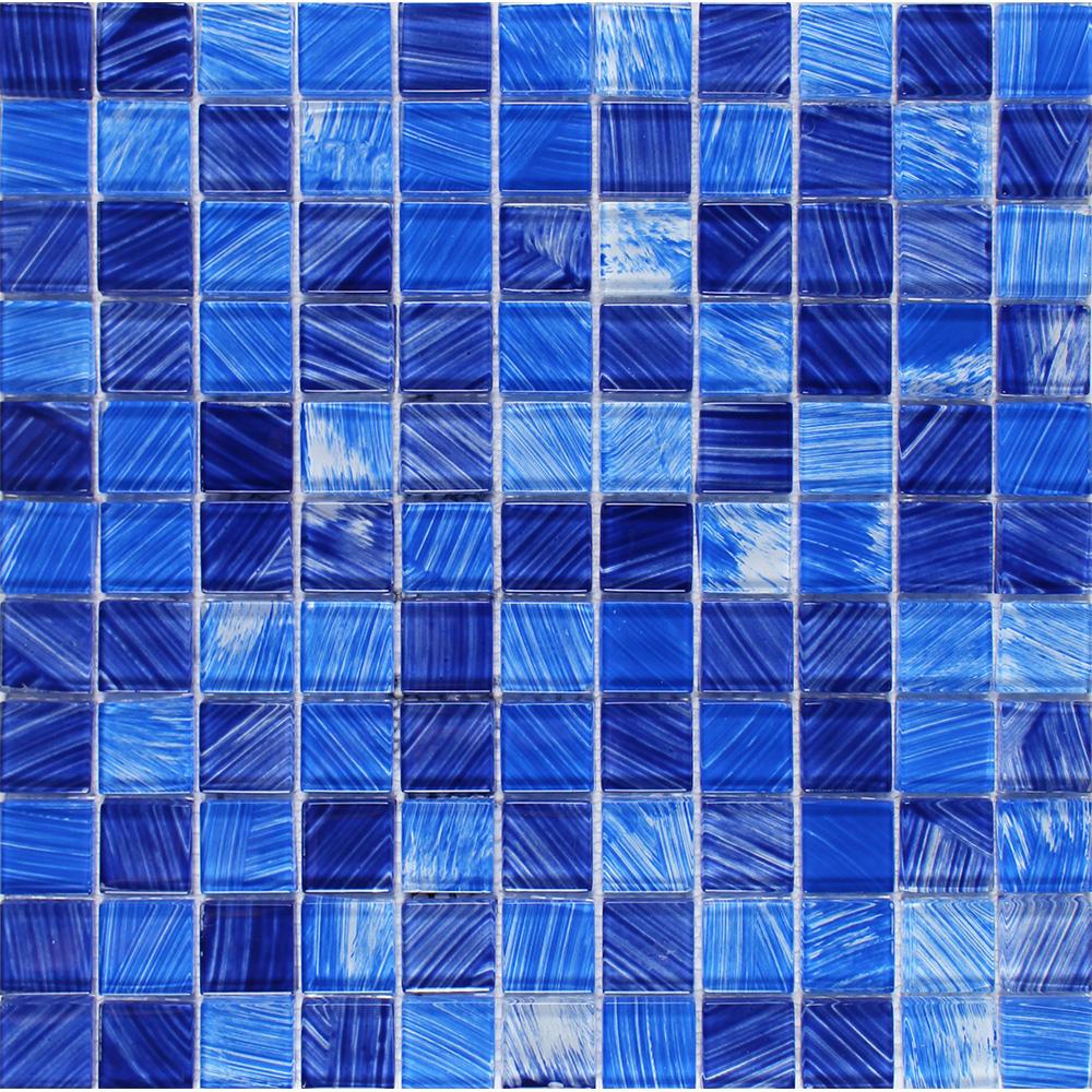 Tesoro Aquatica Watercolors 1 x 1 11.5" x 11.5" Glass Mosaic