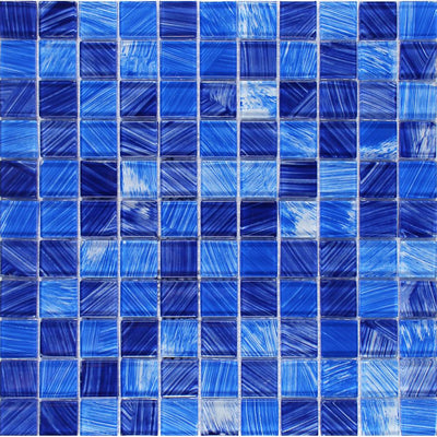 Tesoro Aquatica Watercolors 1 x 1 11.5" x 11.5" Glass Mosaic