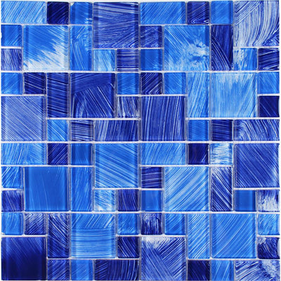 Tesoro Aquatica Watercolors Random 11.75" x 11.75" Glass Mosaic