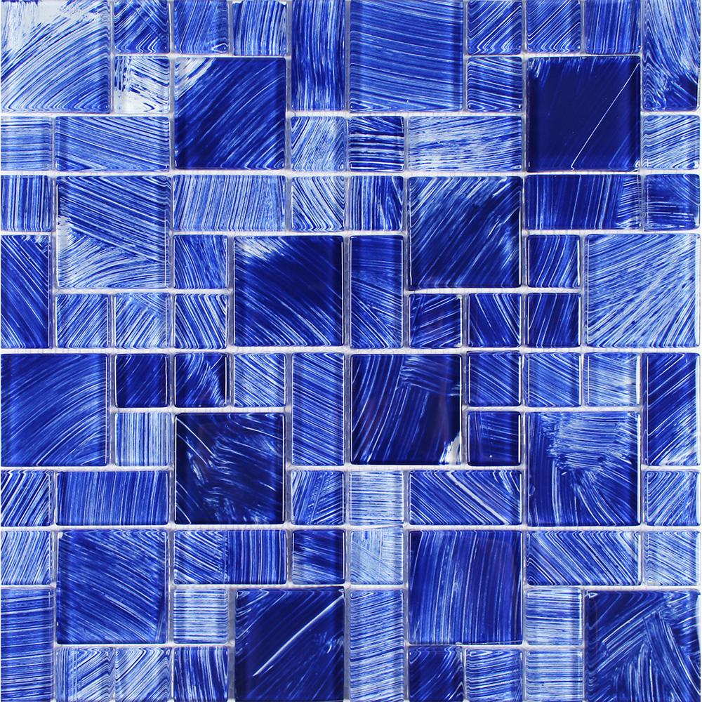 Tesoro Aquatica Watercolors Random 11.75" x 11.75" Glass Mosaic