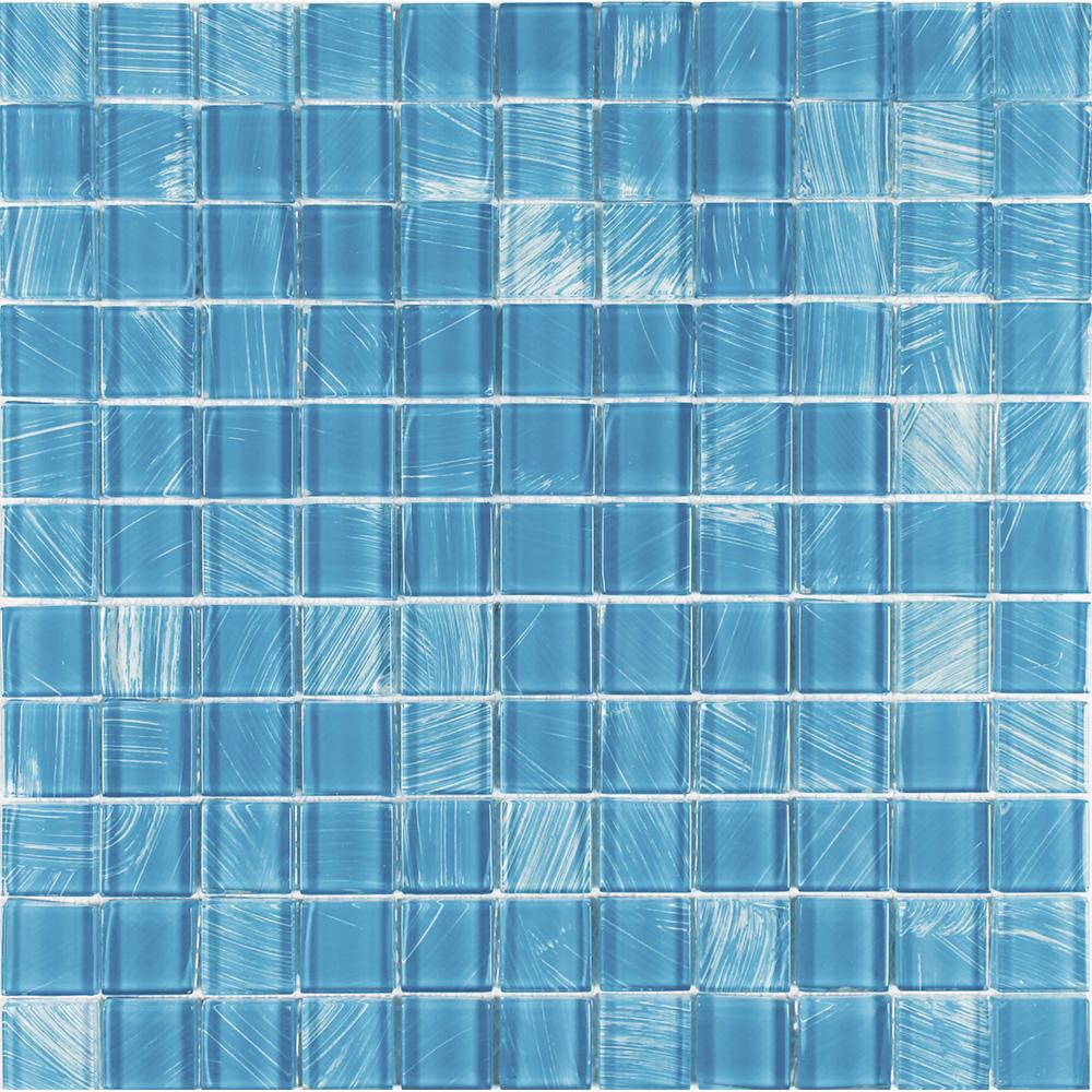 Tesoro Aquatica Watercolors 1 x 1 11.5" x 11.5" Glass Mosaic