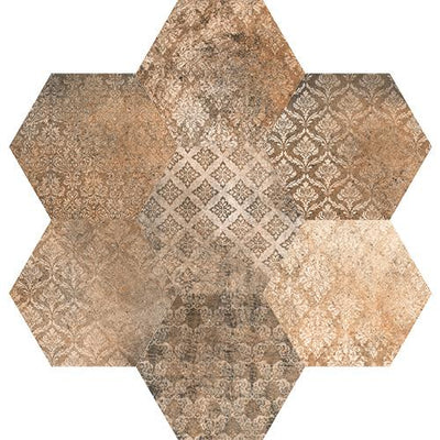 Tesoro Abadia Hex Deco 8.5" x 9.75" Porcelain Tile