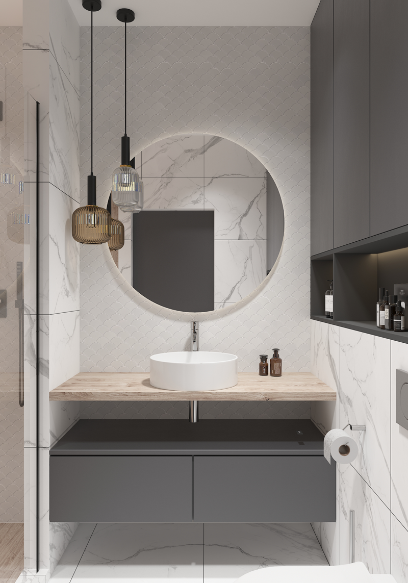 QDI Surfaces Fan 12" x 12" Porcelain Mosaic