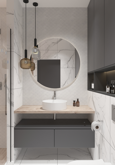 QDI Surfaces Fan 12" x 12" Porcelain Mosaic
