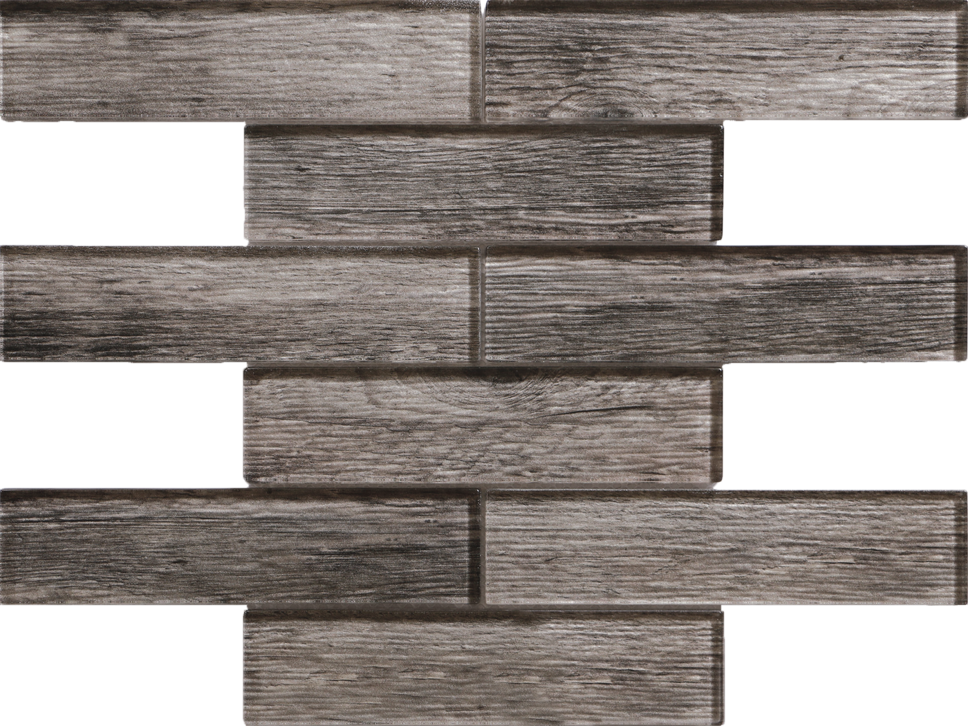 Tesoro Wood Glass 2 x 8 Linear 11.75" x 12" Glass Mosaic