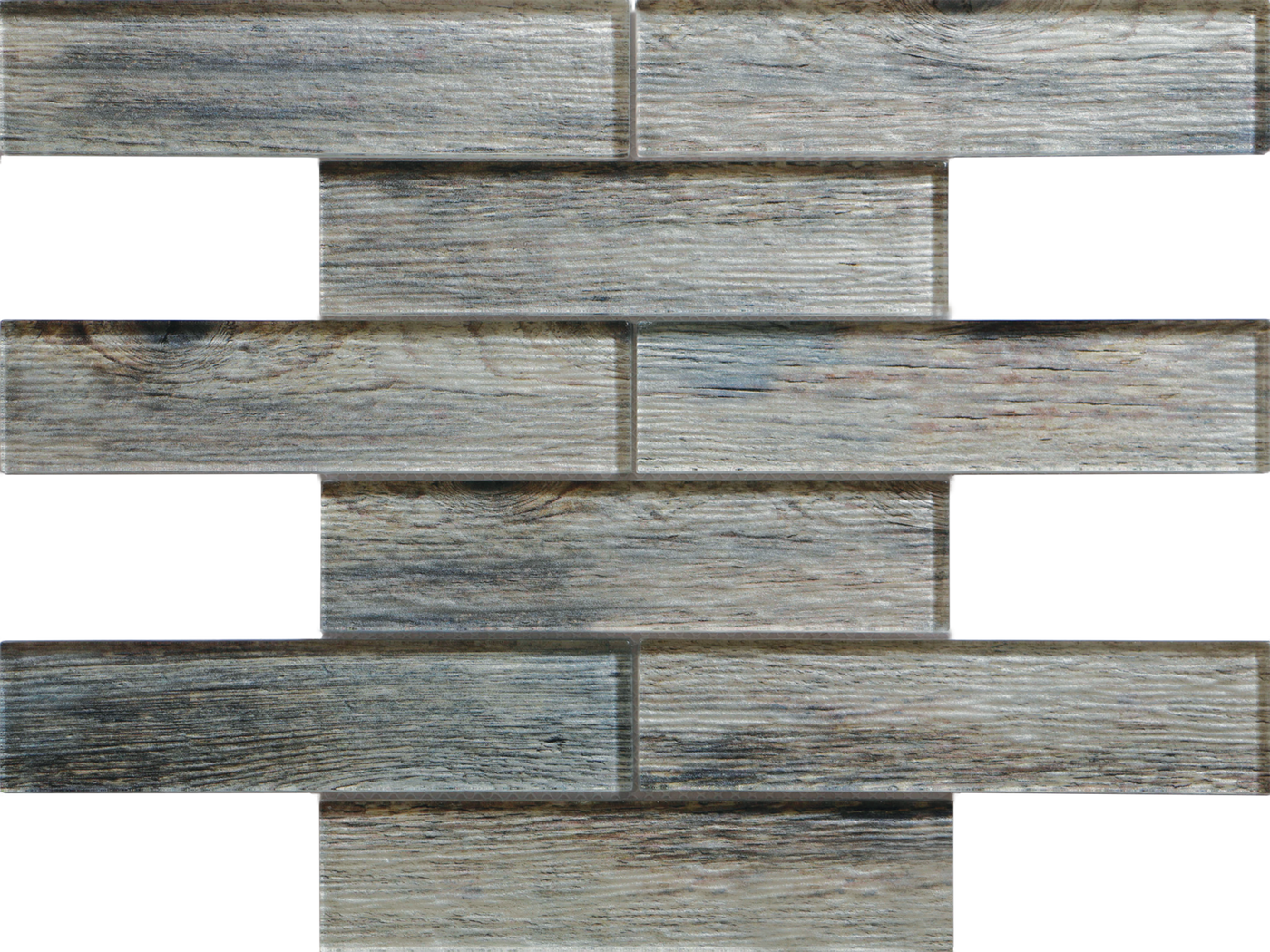 Tesoro Wood Glass 2 x 8 Linear 11.75" x 12" Glass Mosaic