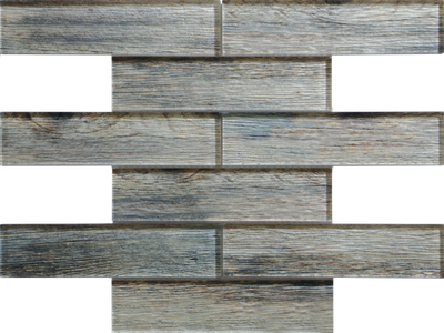 Tesoro Wood Glass 2 x 8 Linear 11.75" x 12" Glass Mosaic